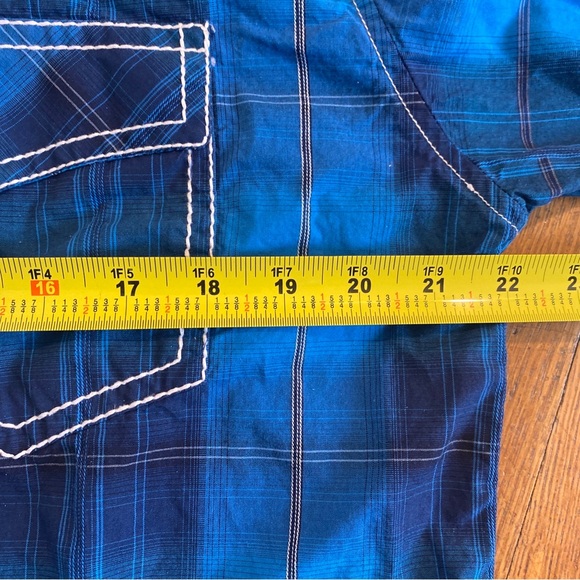 RAFTER C Cowboy Collection Western Shirt Blue Plaid Pearl Snap Button Up Men’s L - Picture 11 of 14